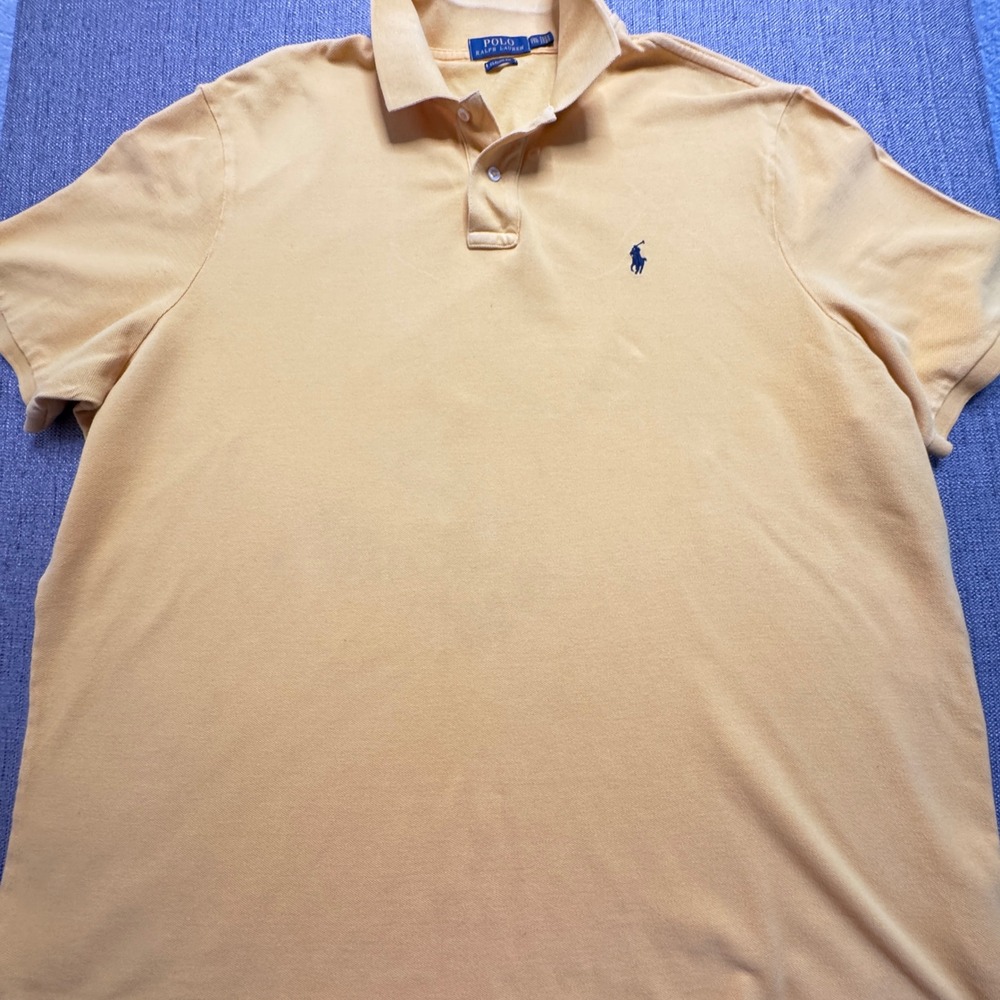 Polo Ralph Lauren Mens XXL Classic Fit Short Sleeve Pique Polo Shirt Yellow